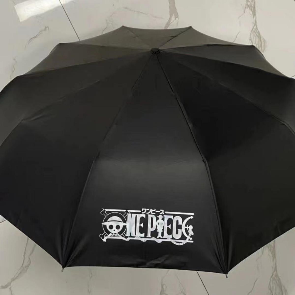 One Piece Monkey D Luffy Roronoa Zoro Nami Automatic Folding Umbrella, UPF50+ UV Protection Rain Sun Windproof Compact Portable Anime Printed Travel Umbrella