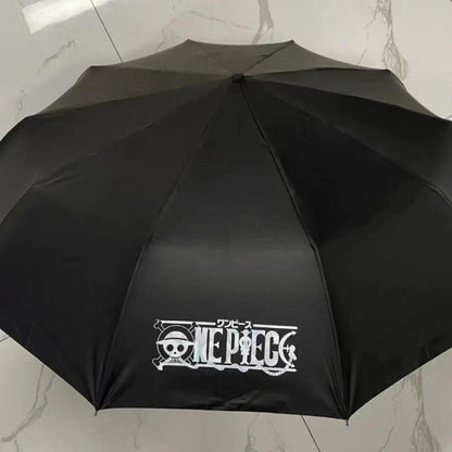 One Piece Monkey D Luffy Roronoa Zoro Nami Automatic Folding Umbrella, UPF50+ UV Protection Rain Sun Windproof Compact Portable Anime Printed Travel Umbrella