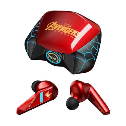 Marvel Spider-Man Iron Man Captain America Gaming Earbuds, Marvel TWS Wireless Headphones with LED Light
