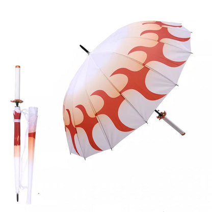 Demon Slayer Tanjiro Zenitsu Rengoku Shinobu Giyuu Anime Katana Umbrella, Samurai Sword Handle Long Rain Umbrella, Windproof Sun Protection Cosplay Umbrella For Fans