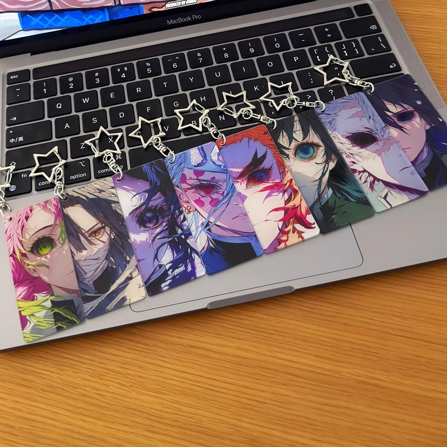 Demon Slayer, Rengoku, Giyuu, Mitsuri, Obanai, Shinobu, Muichiro Acrylic Keychain, Anime Character Eye Card Pendant, Star Chain Bag Ornament, Collectible Anime Accessories For Fans