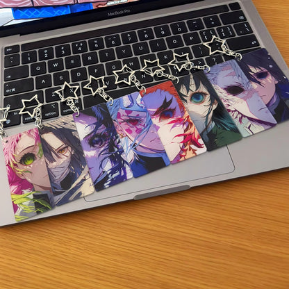 Demon Slayer, Rengoku, Giyuu, Mitsuri, Obanai, Shinobu, Muichiro Acrylic Keychain, Anime Character Eye Card Pendant, Star Chain Bag Ornament, Collectible Anime Accessories For Fans