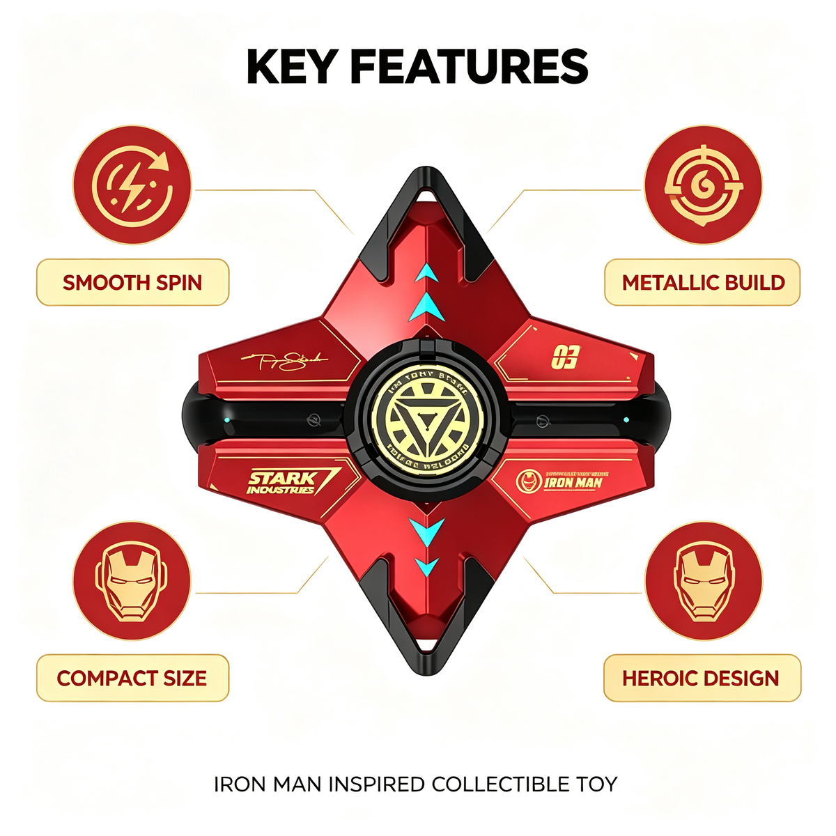 Marvel Iron‑Man Black Panther Spinner Wireless Bluetooth 5.3 Earbuds Fidget Spinner Toy Charging Case Stereo Gaming Headphones With Colorful LED Light For Anime Fans