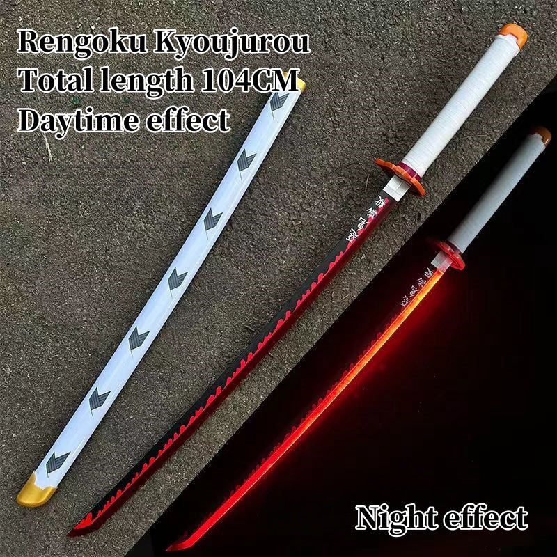 Demon Slayer Tanjiro Zenitsu Rengoku Kokushibo Sanemi Mitsuri LED Light‑Up Nichirin Sword Bamboo Blade Cosplay Prop With Scabbard Halloween Costume Accessory