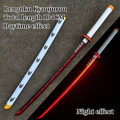 Demon Slayer Tanjiro Zenitsu Rengoku Kokushibo Sanemi Mitsuri LED Light‑Up Nichirin Sword Bamboo Blade Cosplay Prop With Scabbard Halloween Costume Accessory