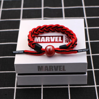 Marvel Avengers Spiderman Iron Man Captain America Thor Hulk Black Panther Venom Black Widow Doctor Strange Braided Bracelet Adjustable Woven Rope Charm Wristband Jewelry Gift For Men Women Fans