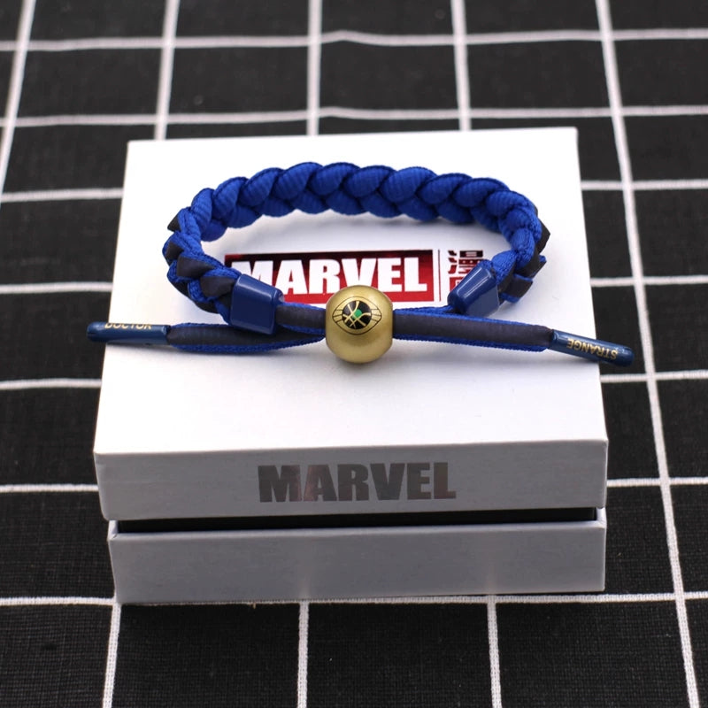 Marvel Avengers Spiderman Iron Man Captain America Thor Hulk Black Panther Venom Black Widow Doctor Strange Braided Bracelet Adjustable Woven Rope Charm Wristband Jewelry Gift For Men Women Fans