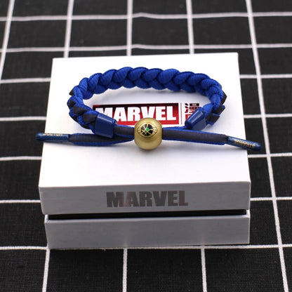 Marvel Avengers Spiderman Iron Man Captain America Thor Hulk Black Panther Venom Black Widow Doctor Strange Braided Bracelet Adjustable Woven Rope Charm Wristband Jewelry Gift For Men Women Fans