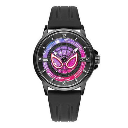 Marvel Spider-Man Co-Branded Quartz Watch 3D Gradient Starry Sky Dial Luminous Glow In Dark 3ATM Waterproof Silicone Strap Alloy Case Scratch Resistant Glass Unisex Analog Wristwatch 2 Colors For Fans