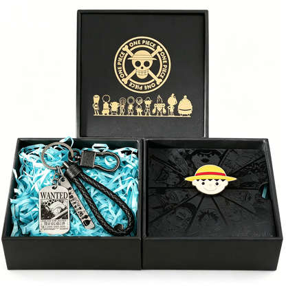One Piece Monkey D Luffy Roronoa Zoro Portgas D Ace Trafalgar Law Gift Set Wanted Poster Keychain Devil Fruit Enamel Pin Brooch With Gift Box Anime Jewelry Present For Fans