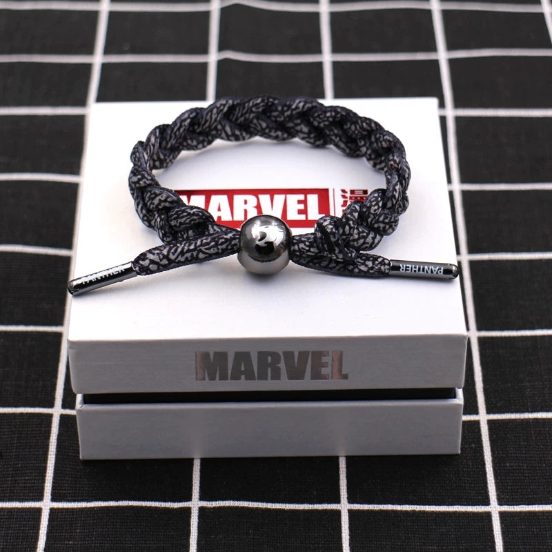 Marvel Avengers Spiderman Iron Man Captain America Thor Hulk Black Panther Venom Black Widow Doctor Strange Braided Bracelet Adjustable Woven Rope Charm Wristband Jewelry Gift For Men Women Fans