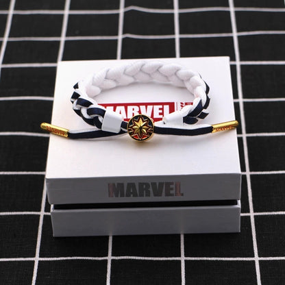 Marvel Avengers Spiderman Iron Man Captain America Thor Hulk Black Panther Venom Black Widow Doctor Strange Braided Bracelet Adjustable Woven Rope Charm Wristband Jewelry Gift For Men Women Fans