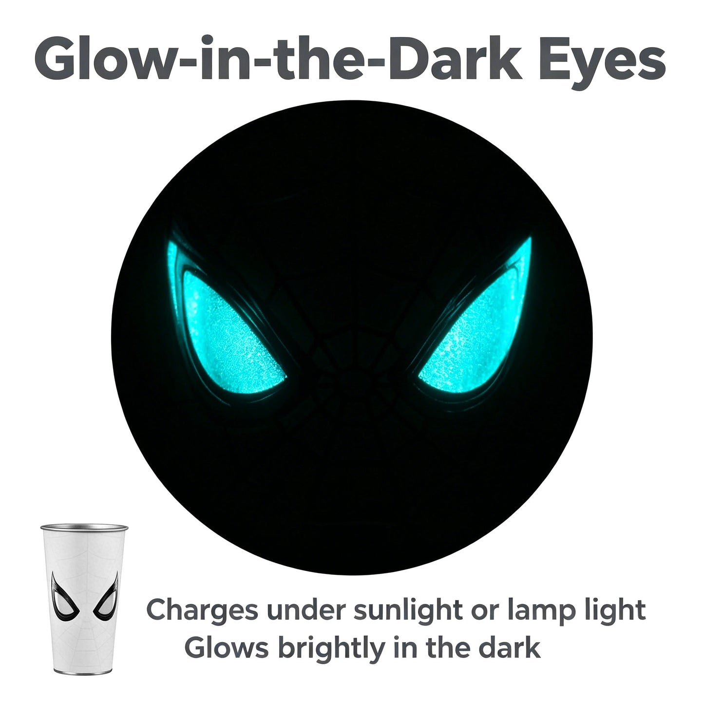Marvel Spider‑Man Cold Activated Color Changing 304 Stainless Steel Cup, Glow In The Dark Eyes 700ml Large Capacity Metal Drinking Tumbler For Iced Coffee Cold Drinks, Superhero Fans Gift With Gift Box