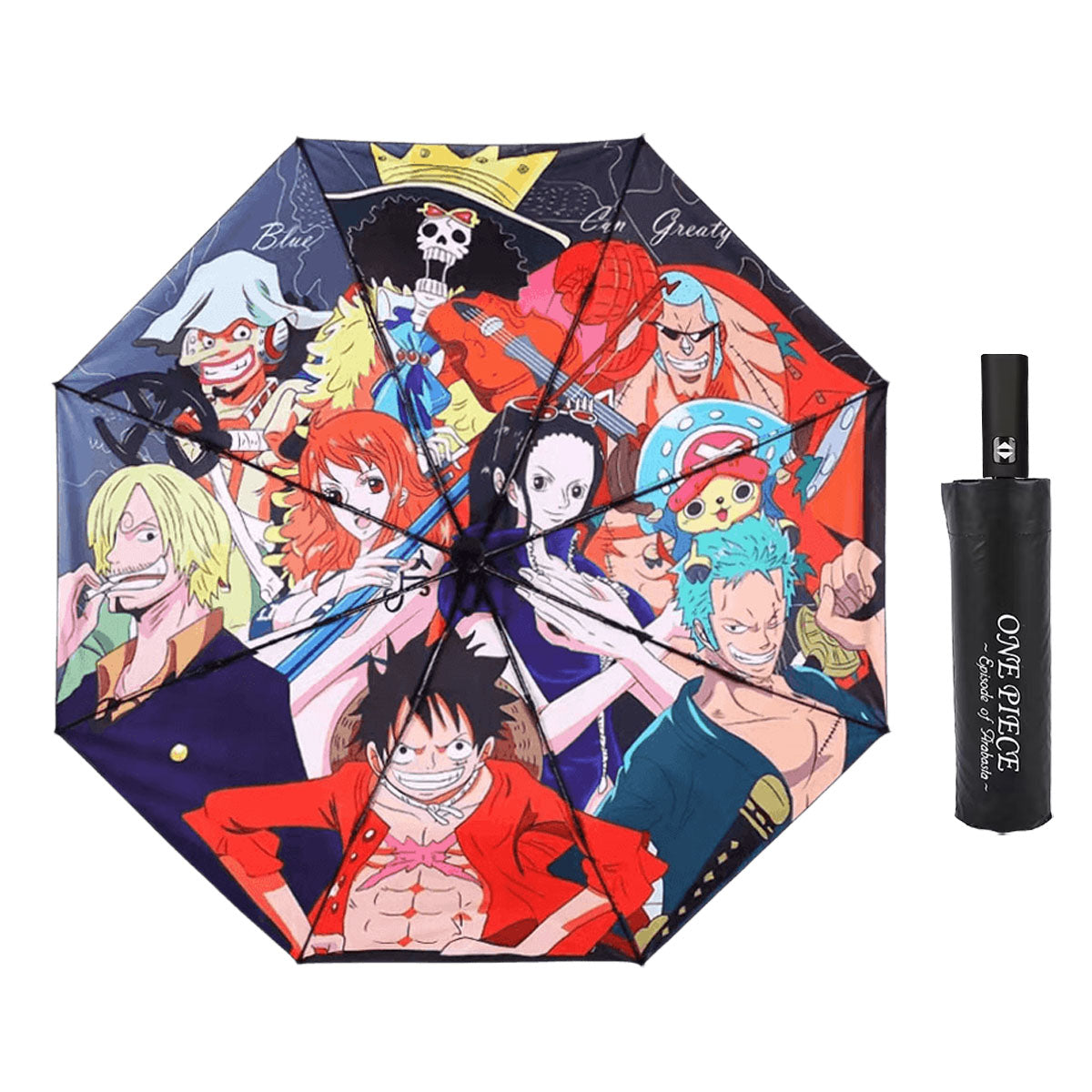 One Piece Monkey D. Luffy Roronoa Zoro Portgas D. Ace Folding Umbrella, 4 Styles Available Windproof Fiberglass Ribs Waterproof Compact Auto Open Close Travel Umbrella For Anime Fans