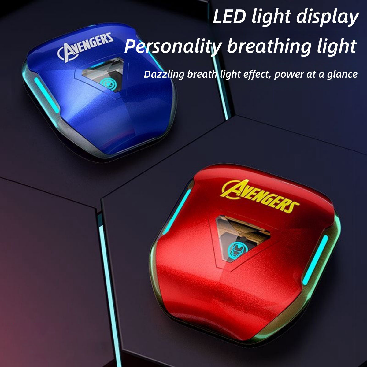 Marvel Avengers Iron Man Captain America Black Panther True Wireless Bluetooth 5.3 Earbuds HIFI Stereo Sound Touch Control In‑Ear Gaming Headphones with Charging Case for Sports Daily Use