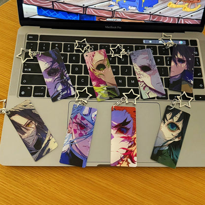 Demon Slayer, Rengoku, Giyuu, Mitsuri, Obanai, Shinobu, Muichiro Acrylic Keychain, Anime Character Eye Card Pendant, Star Chain Bag Ornament, Collectible Anime Accessories For Fans