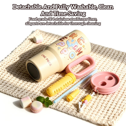 One Piece Tony Tony Chopper 25.36oz Insulated Tumbler With Handle Straw, 304 Stainless Steel Leak Proof Travel Coffee Cup With Tea Strainer & Cute Pendant, 24H Cold Retention Water Bottle For Car Office