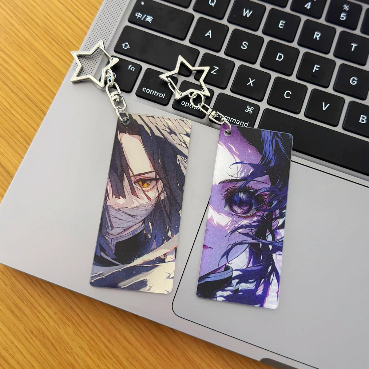 Demon Slayer, Rengoku, Giyuu, Mitsuri, Obanai, Shinobu, Muichiro Acrylic Keychain, Anime Character Eye Card Pendant, Star Chain Bag Ornament, Collectible Anime Accessories For Fans