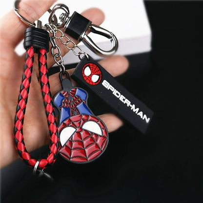 Marvel The Avengers Spider-Man Iron Man Captain America Black Panther Deadpool Thanos Venom Braided Leather Keychain Metal Pendant Carabiner Clip Key Ring Wrist Lanyard Anime Superhero Cosplay Gift For Fans Multiple Styles