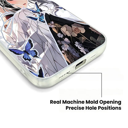 Demon Slayer Shinobu Kocho Anime Phone Case, Clear Shockproof Protective Cover With Butterfly Pattern, Precise Cutout Independent Button Design For Iphone
