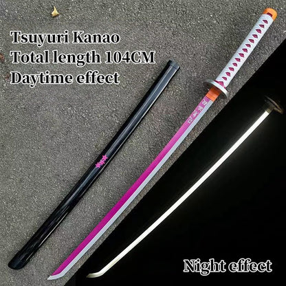 Demon Slayer Tanjiro Zenitsu Rengoku Kokushibo Sanemi Mitsuri LED Light‑Up Nichirin Sword Bamboo Blade Cosplay Prop With Scabbard Halloween Costume Accessory