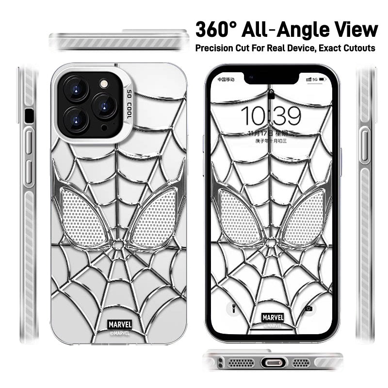 Marvel Spider‑Man Phone Case With Foldable Stand, 3D Mirror Spider Web Design Shockproof Protective Cover, Precise Cutout Slim Phone Case For iPhone Series Superhero Fan Gift