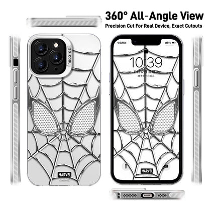 Marvel Spider‑Man Phone Case With Foldable Stand, 3D Mirror Spider Web Design Shockproof Protective Cover, Precise Cutout Slim Phone Case For iPhone Series Superhero Fan Gift