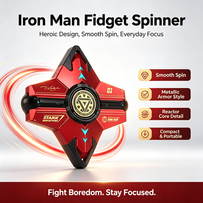 Marvel Iron‑Man Black Panther Spinner Wireless Bluetooth 5.3 Earbuds Fidget Spinner Toy Charging Case Stereo Gaming Headphones With Colorful LED Light For Anime Fans
