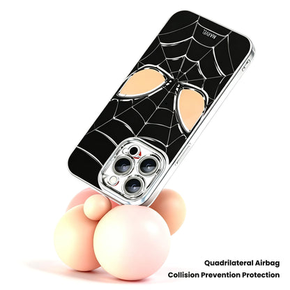 Marvel Spider‑Man Phone Case 3‑in‑1 Removable Lens Frame Shockproof Airbag Protective Cover Cool Web Pattern Anime Cell Phone Shell For Iphone