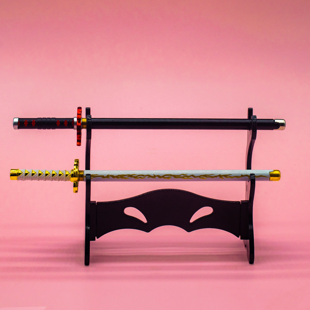Demon Slayer Tanjiro Nezuko Zenitsu Inosuke Katana Pen, Anime Sword Shape Gel Pen With Display Stand, Refillable Writing Stationery Collectible Gift For Anime Fans