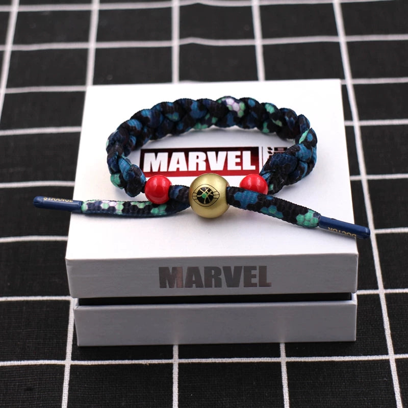 Marvel Avengers Spiderman Iron Man Captain America Thor Hulk Black Panther Venom Black Widow Doctor Strange Braided Bracelet Adjustable Woven Rope Charm Wristband Jewelry Gift For Men Women Fans