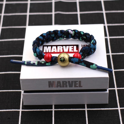 Marvel Avengers Spiderman Iron Man Captain America Thor Hulk Black Panther Venom Black Widow Doctor Strange Braided Bracelet Adjustable Woven Rope Charm Wristband Jewelry Gift For Men Women Fans
