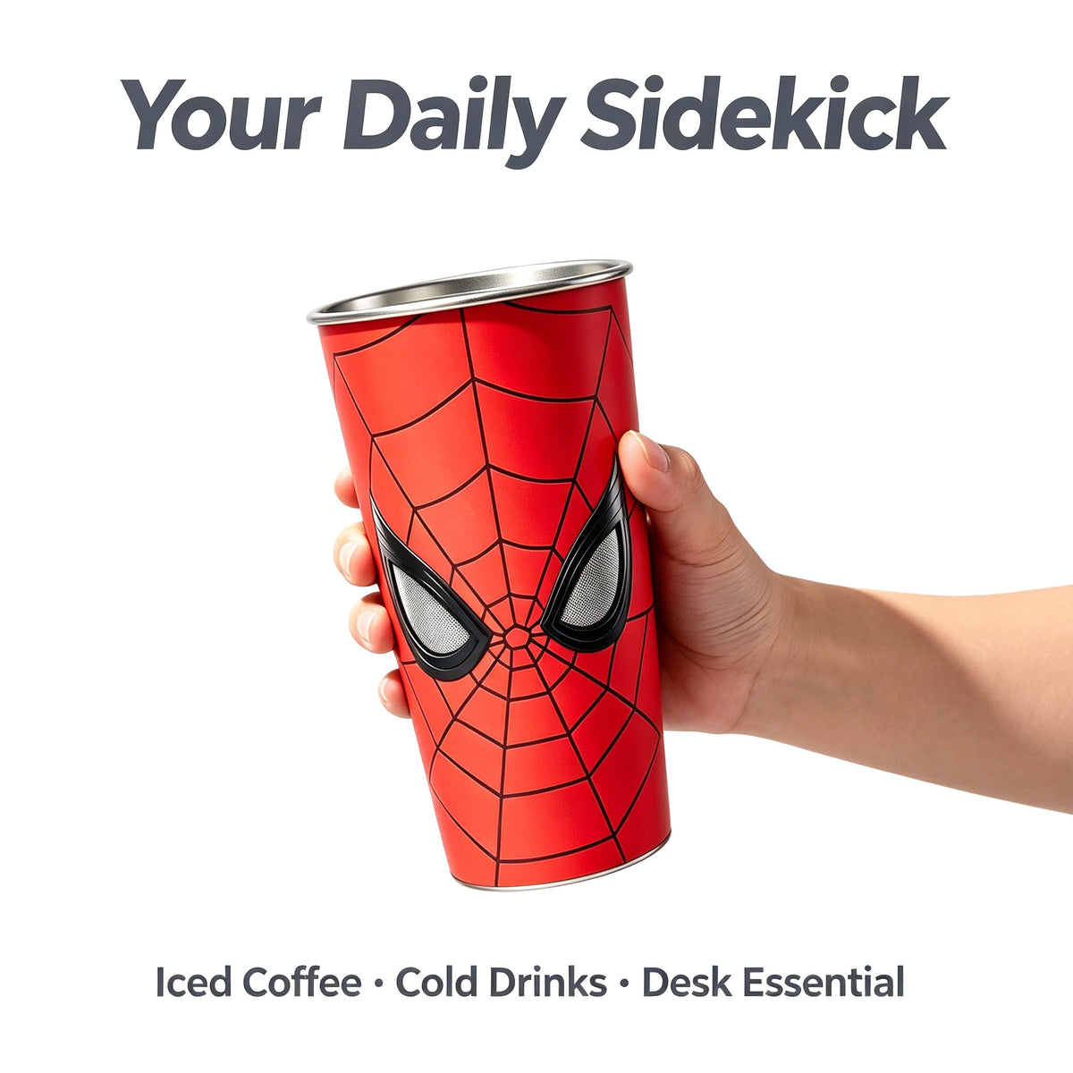 Marvel Spider‑Man Cold Activated Color Changing 304 Stainless Steel Cup, Glow In The Dark Eyes 700ml Large Capacity Metal Drinking Tumbler For Iced Coffee Cold Drinks, Superhero Fans Gift With Gift Box