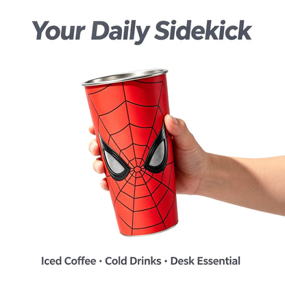 Marvel Spider‑Man Cold Activated Color Changing 304 Stainless Steel Cup, Glow In The Dark Eyes 700ml Large Capacity Metal Drinking Tumbler For Iced Coffee Cold Drinks, Superhero Fans Gift With Gift Box