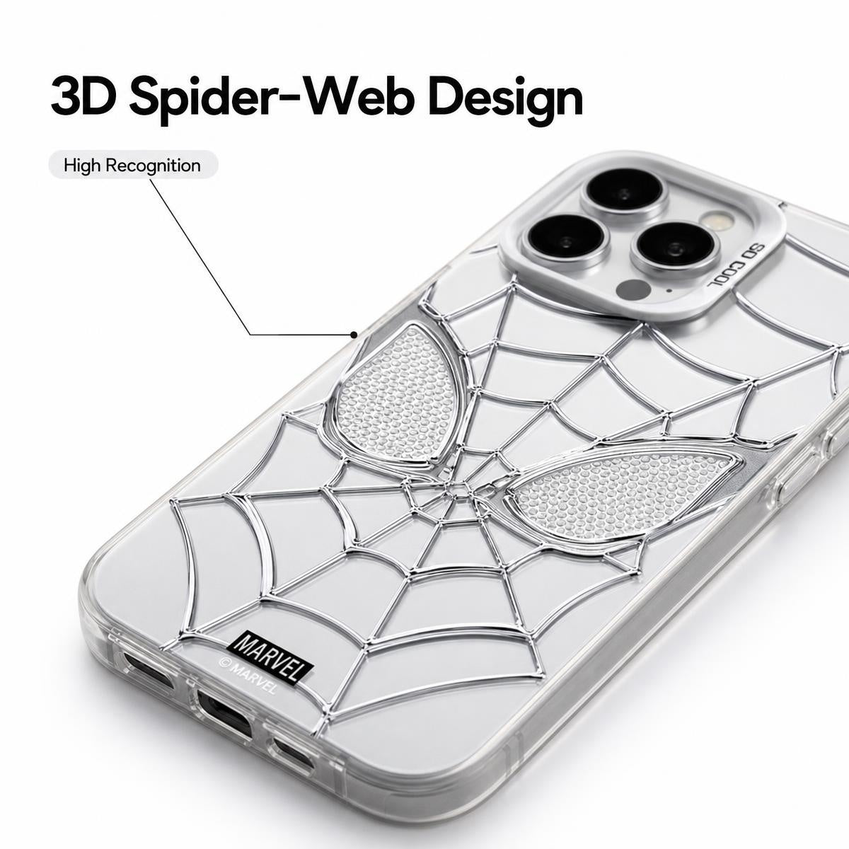 Marvel Spider‑Man Phone Case With Foldable Stand, 3D Mirror Spider Web Design Shockproof Protective Cover, Precise Cutout Slim Phone Case For iPhone Series Superhero Fan Gift