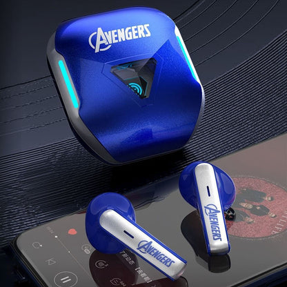Marvel Avengers Iron Man Captain America Black Panther True Wireless Bluetooth 5.3 Earbuds HIFI Stereo Sound Touch Control In‑Ear Gaming Headphones with Charging Case for Sports Daily Use