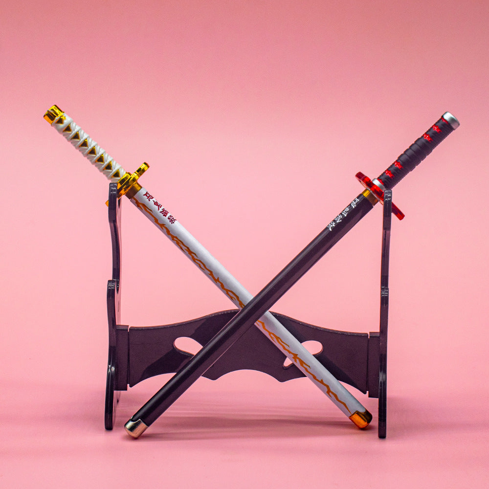 Demon Slayer Tanjiro Nezuko Zenitsu Inosuke Katana Pen, Anime Sword Shape Gel Pen With Display Stand, Refillable Writing Stationery Collectible Gift For Anime Fans