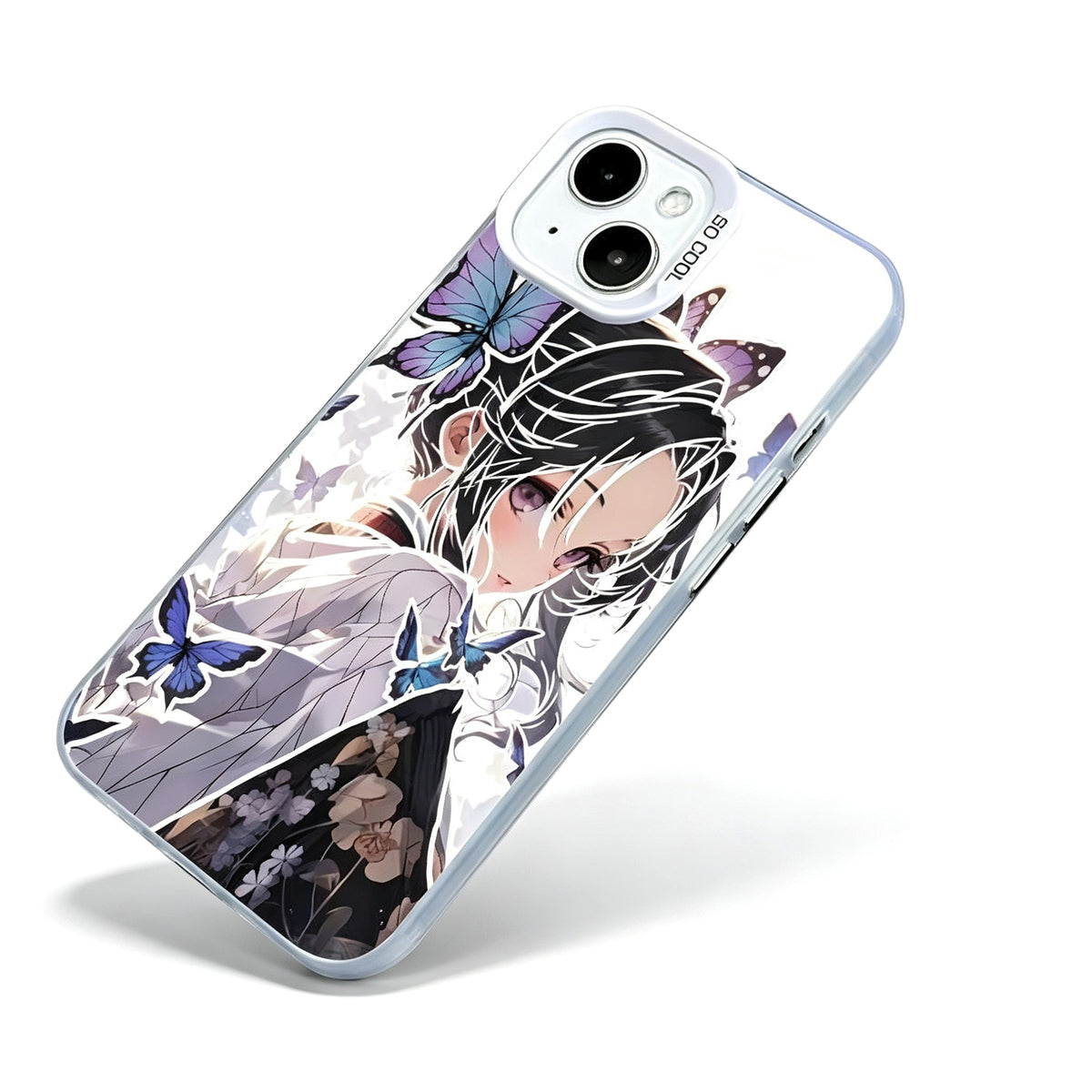 Demon Slayer Shinobu Kocho Anime Phone Case, Clear Shockproof Protective Cover With Butterfly Pattern, Precise Cutout Independent Button Design For Iphone