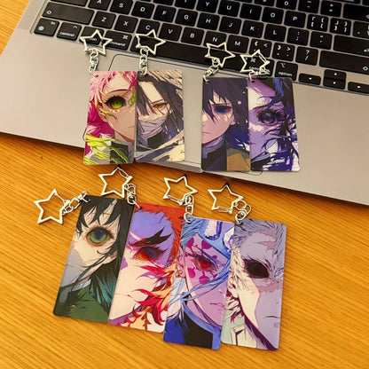 Demon Slayer, Rengoku, Giyuu, Mitsuri, Obanai, Shinobu, Muichiro Acrylic Keychain, Anime Character Eye Card Pendant, Star Chain Bag Ornament, Collectible Anime Accessories For Fans