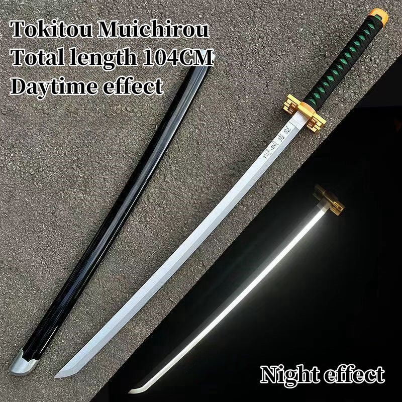 Demon Slayer Tanjiro Zenitsu Rengoku Kokushibo Sanemi Mitsuri LED Light‑Up Nichirin Sword Bamboo Blade Cosplay Prop With Scabbard Halloween Costume Accessory