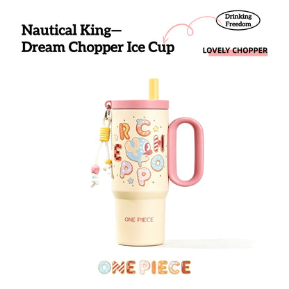 One Piece Tony Tony Chopper 25.36oz Insulated Tumbler With Handle Straw, 304 Stainless Steel Leak Proof Travel Coffee Cup With Tea Strainer & Cute Pendant, 24H Cold Retention Water Bottle For Car Office