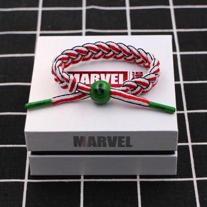 Marvel Avengers Spiderman Iron Man Captain America Thor Hulk Black Panther Venom Black Widow Doctor Strange Braided Bracelet Adjustable Woven Rope Charm Wristband Jewelry Gift For Men Women Fans