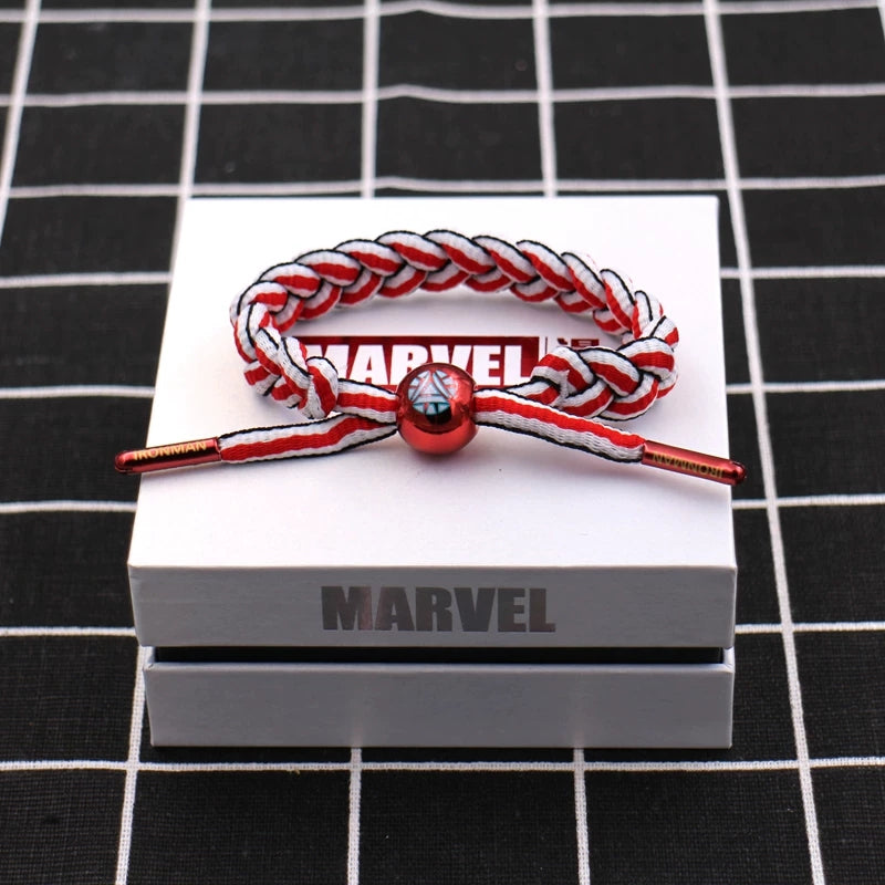 Marvel Avengers Spiderman Iron Man Captain America Thor Hulk Black Panther Venom Black Widow Doctor Strange Braided Bracelet Adjustable Woven Rope Charm Wristband Jewelry Gift For Men Women Fans