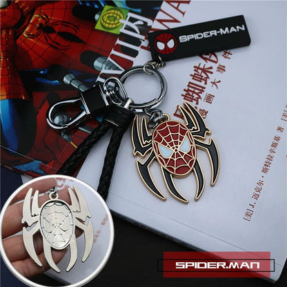 Marvel The Avengers Spider-Man Iron Man Captain America Black Panther Deadpool Thanos Venom Braided Leather Keychain Metal Pendant Carabiner Clip Key Ring Wrist Lanyard Anime Superhero Cosplay Gift For Fans Multiple Styles