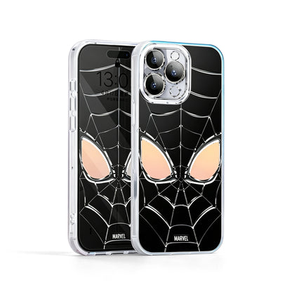 Marvel Spider‑Man Phone Case 3‑in‑1 Removable Lens Frame Shockproof Airbag Protective Cover Cool Web Pattern Anime Cell Phone Shell For Iphone