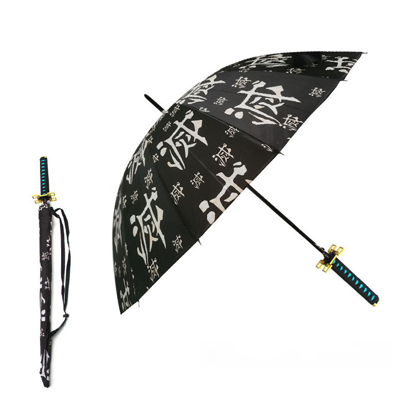Demon Slayer Tanjiro Zenitsu Rengoku Shinobu Giyuu Anime Katana Umbrella, Samurai Sword Handle Long Rain Umbrella, Windproof Sun Protection Cosplay Umbrella For Fans