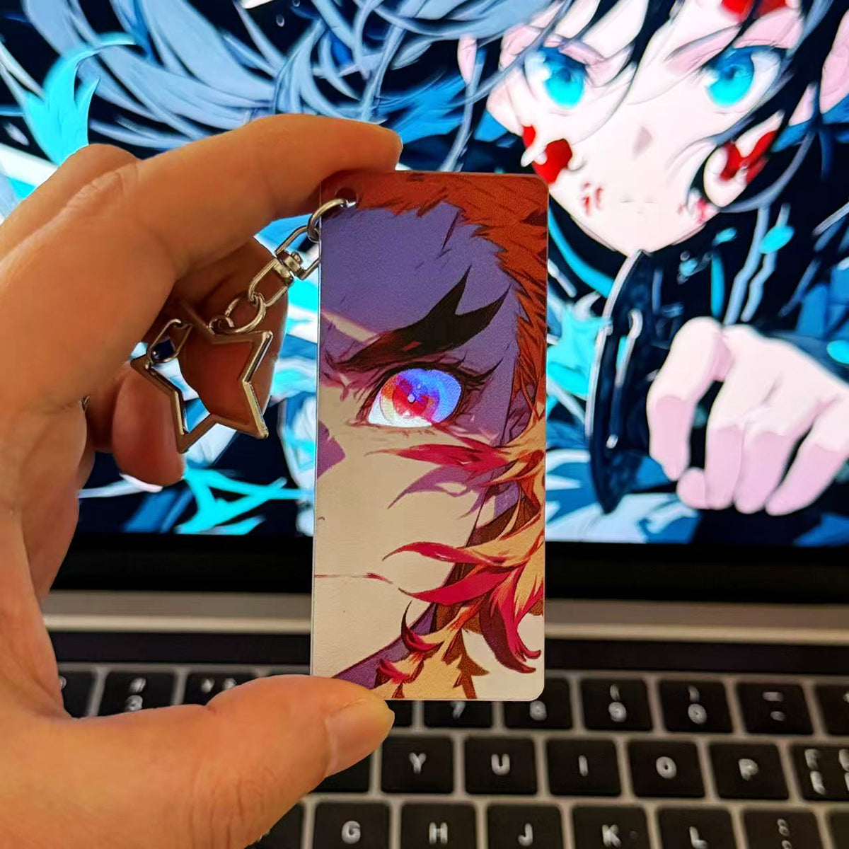 Demon Slayer, Rengoku, Giyuu, Mitsuri, Obanai, Shinobu, Muichiro Acrylic Keychain, Anime Character Eye Card Pendant, Star Chain Bag Ornament, Collectible Anime Accessories For Fans