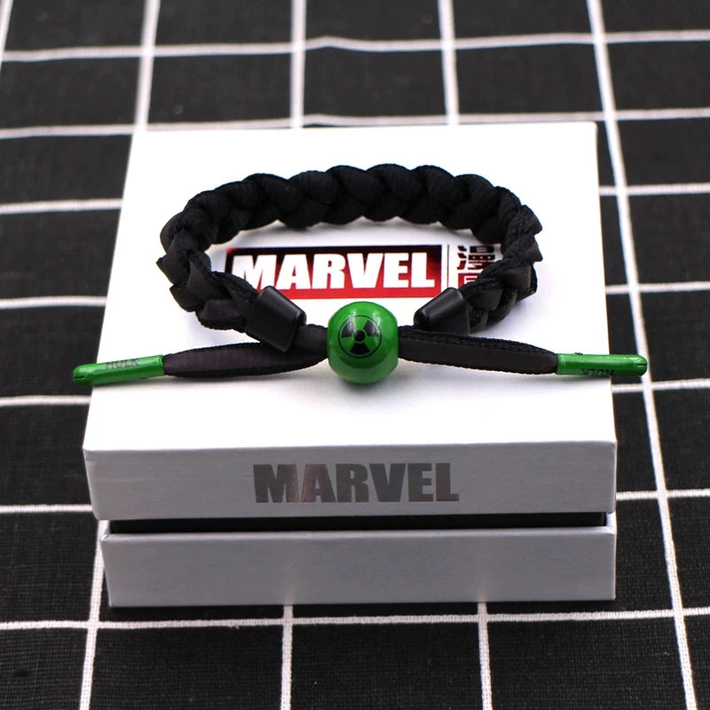 Marvel Avengers Spiderman Iron Man Captain America Thor Hulk Black Panther Venom Black Widow Doctor Strange Braided Bracelet Adjustable Woven Rope Charm Wristband Jewelry Gift For Men Women Fans