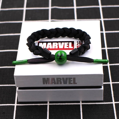 Marvel Avengers Spiderman Iron Man Captain America Thor Hulk Black Panther Venom Black Widow Doctor Strange Braided Bracelet Adjustable Woven Rope Charm Wristband Jewelry Gift For Men Women Fans