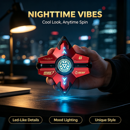 Marvel Iron‑Man Black Panther Spinner Wireless Bluetooth 5.3 Earbuds Fidget Spinner Toy Charging Case Stereo Gaming Headphones With Colorful LED Light For Anime Fans